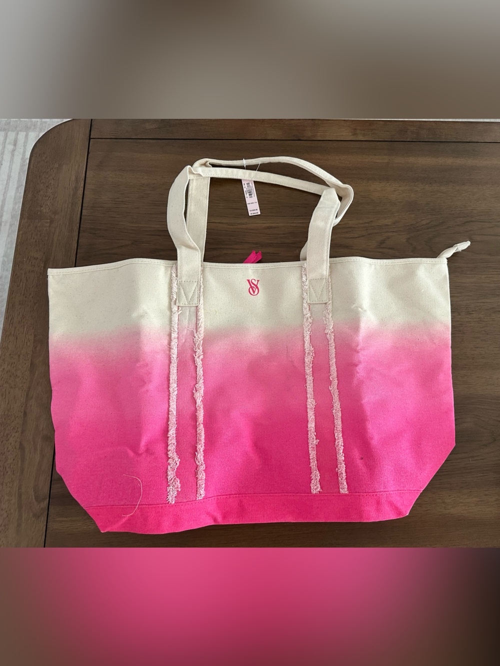 Victoria's Secret Pink to Cream Ombre Canvas Tote
